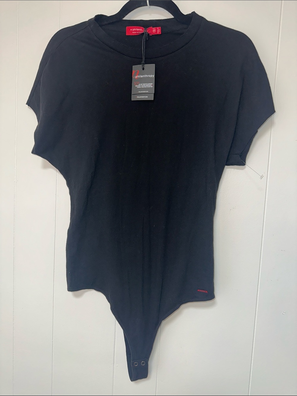 n:PHILANTHROPY Black Short-Sleeve Crew Neck Bodysuit